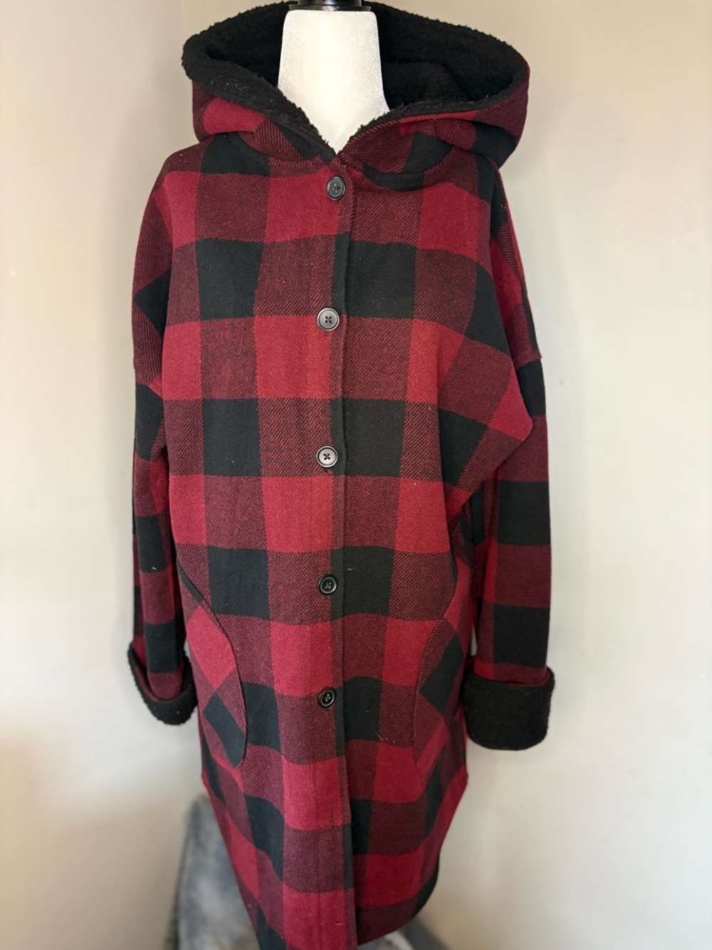 Red and black plaid jacket